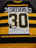 Gerry Cheevers Boston Bruins Autographed White Jersey w/Cheevers Sticker, Full Time coa