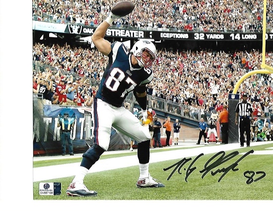 Rob Gronkowski New England Patriots Autographed 8x10 Spike vs Oak Photo w/GA coa