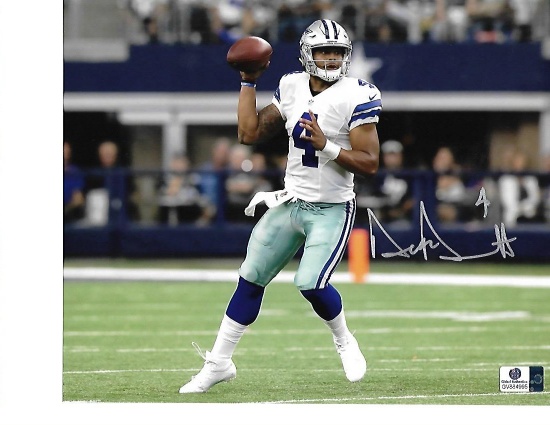 Dak Prescott Dallas Cowboys Autographed 8x10 Throwing Photo w/GA coa