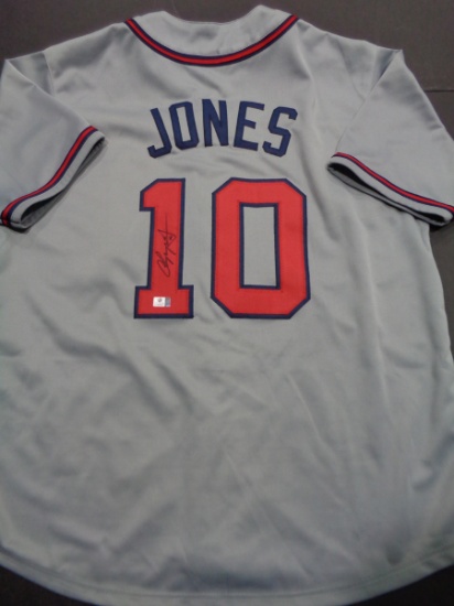 Chipper Jones Atlanta Braves Autographed Custom Road Grey Style Jersey w/GA coa