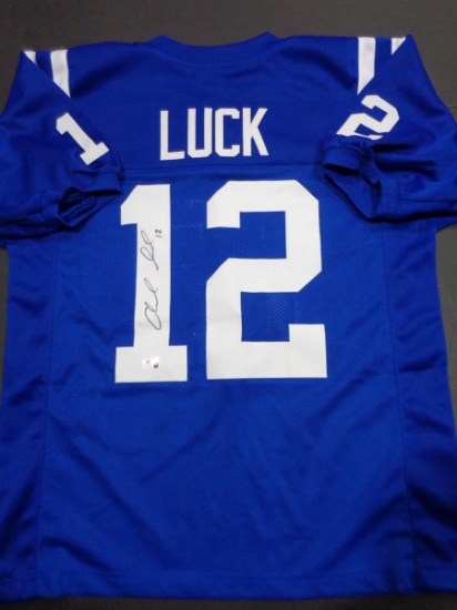 Andrew Luck Indanapolis Colts Autographed Custom Blue Style Jersey w/GA coa