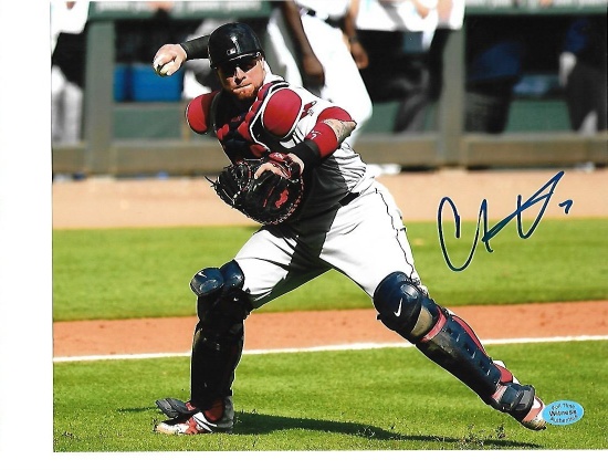 Christian Vazquez Boston Red Sox Autographed 8x10 Throwing Out Photo w/Full Time coa