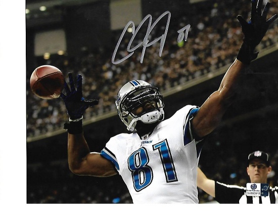 Calvin Johnson Detroit Lions Autographed 8x10 Celebrate Photo w/GA coa