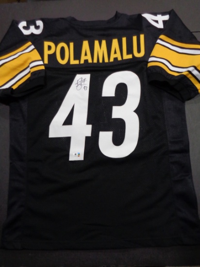 Troy Polamalu Pittsburgh Steelers Autographed Custom Black Style Jersey w/GA coa