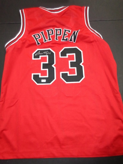 Scottie Pippen Chicago Bulls Autographed Custom Red Style Jersey w/ GA coa