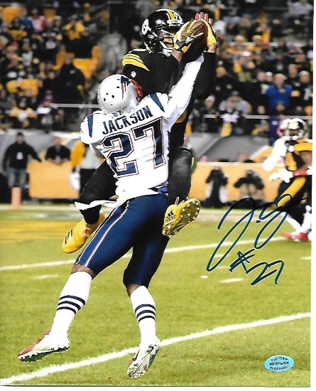 J.C. Jackson New England Patriots Autographed 8x10 vs Steelers Photo w/Full Time coa