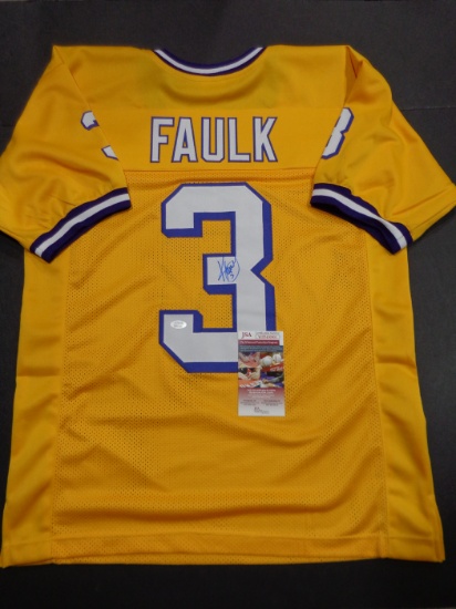 Kevin Faulk Louisiana State University Autographed Custom Yellow Style Jersey w/GA coa