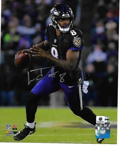 Lamar Jackson Baltimore Ravens Autographed 8x10 Black Jersey Photo w/GA coa