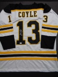 Charlie Coyle Boston Bruins Autographed Custom Road White Style Jersey w/JSA W & Full Time coa