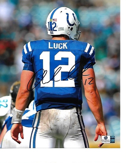Andrew Luck Indanapolis Colts Autographed 8x10 Back Photo w/GA coa