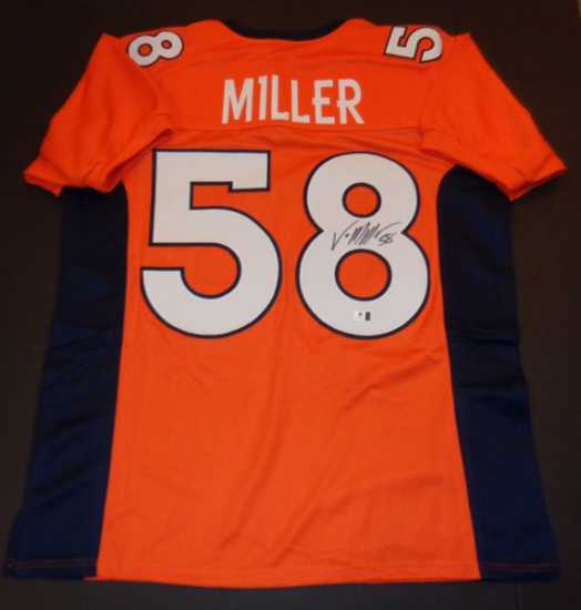 VON MILLER DENVER BRONCOS AUTOGRAPHED CUSTOM ORANGE STYLE JERSEY w/GA coa