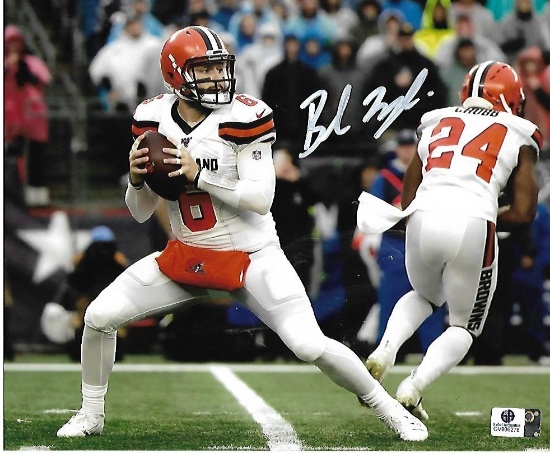 Baker Mayfield Cleveland Browns Autographed 8x10 Road White Photo w/GA coa