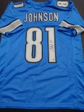 Calvin Johnson Detroit Lions Autographed Custom Blue Style Jersey w/GA coa