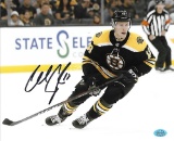 Charlie Coyle Boston Bruins Autographed 8x10 Home Black Photo w/Full Time coa