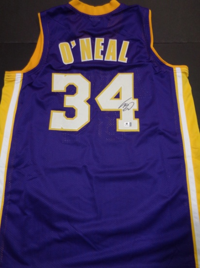 Shaquille O'Neill Los Angeles Lakers Autographed Custom Purple Basketball Style Jersey w/GA coa