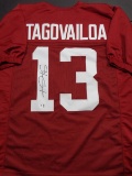 Tua Tagovailoa Alabama Crimson Tide Autographed Custom Maroon Football Style Jersey w/GA coa