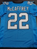 Christian McCaffery Carolina Panthers Autographed Custom Blue Football Style Jersey w/GA coa