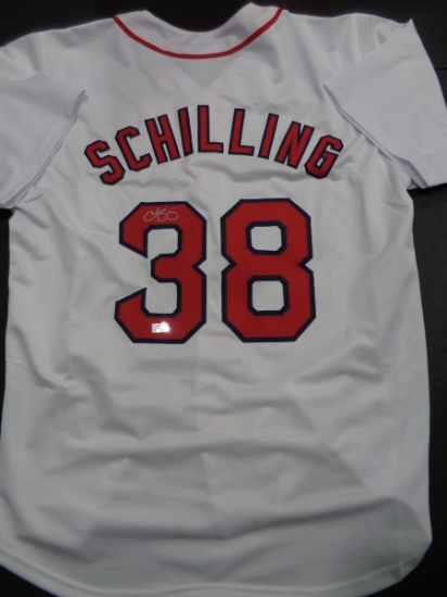 Curt Schilling Boston Red Sox Autographed Custom White Baseball Style Jersey w/GA coa