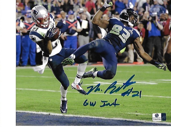 Malcolm Butler New England Patriots Autographed 8x10 SB XLIX Photo Insc. "GW INT" w/GA coa