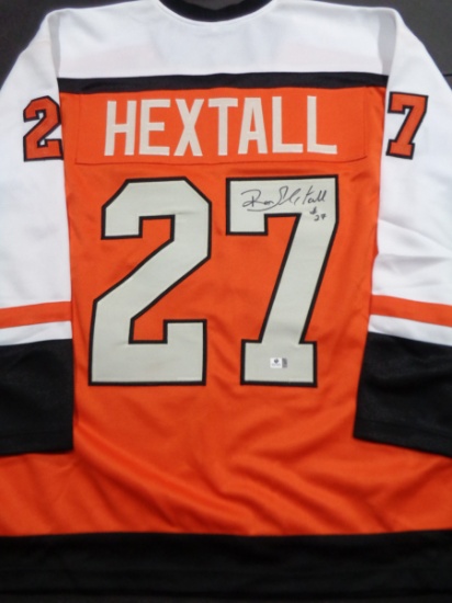 Ron Hextall Philadelpha Flyers Autographed Custom Orange Hockey Style Jersey w/GA coa