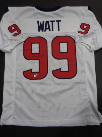 J.J. Watt Houston Texans Autographed Custom White Football Style Jersey w/GA coa