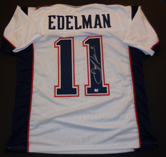 Julian Edelman New England Patriots Autographed Custom White Football Style Jersey w/GA coa