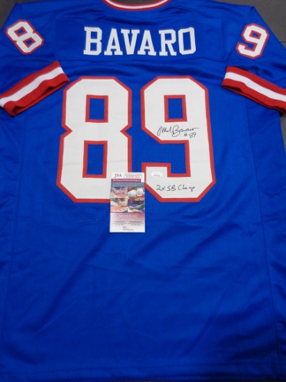 Mark Bavaro New York Giants Autographed Custom Blue Football Style Jersey w/JSA W coa