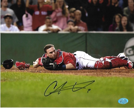 Christian Vazquez Boston Red Sox Autographed 8x10 Diving Photo w/Full Time coa