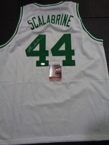 Brian Scalabrine Boston Celtics Autographed Road White Basketball Style Jersey w/JSA W coa