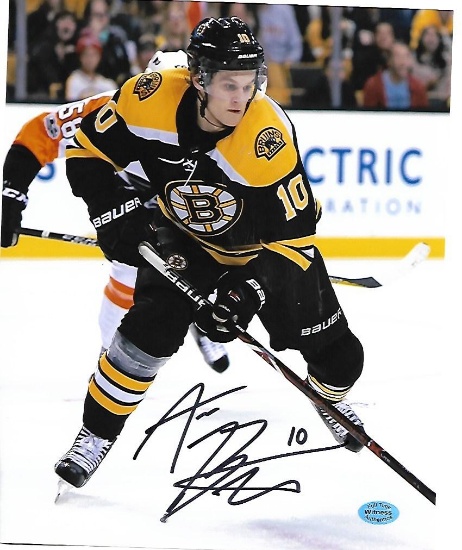 Anders Bjork Boston Bruins Autographed 8x10 Black Portrait Photo w/Full Time coa