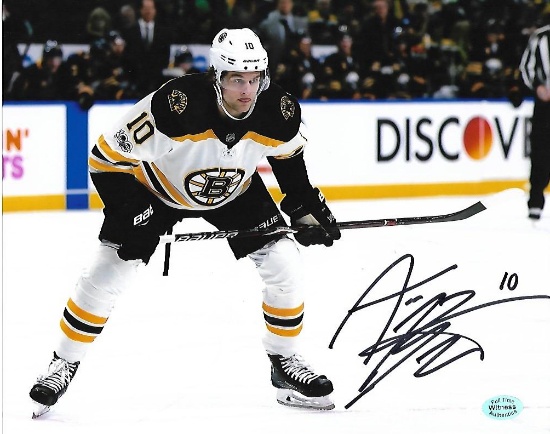 Anders Bjork Boston Bruins Autographed 8x10 White Landscape Photo w/Full Time coa