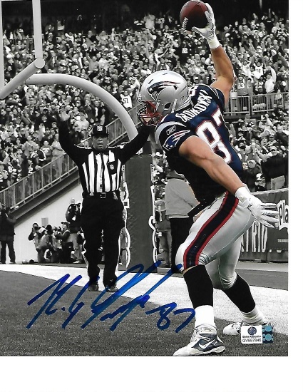 Rob Gronkowski New England Patriots Autographed 8x10 Spotlite Spike Photo w/GA coa