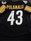 Troy Polamalu Pittsburgh Steelers Autographed Custom Black Football Style Jersey w/GA coa