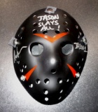 Ari Lehman JASON Friday the 13th Autographed & Inscribed Black Hockey Mask w/JSA W coa