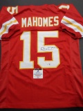 Patrick Mahomes Kansas City Chiefs Autographed Custom Red Football Style Jersey w/GA coa