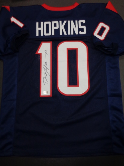 DeAndre Hopkins Houston Texans Autographed Custom Blue Football Style Jersey w/GA coa