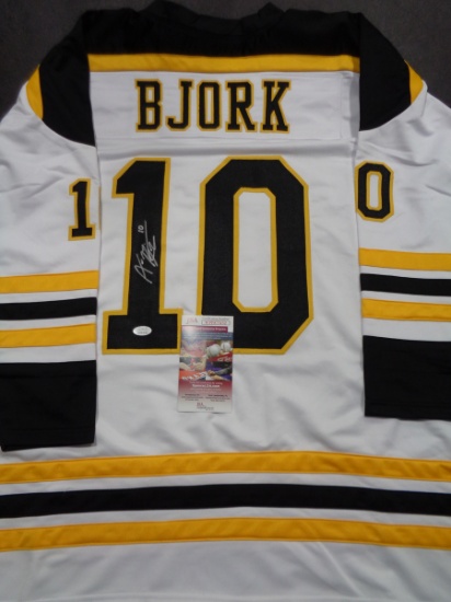 Anders Bjork Boston Bruins Autographed Custom Road White Hockey Style Jersey w/JSA W coa