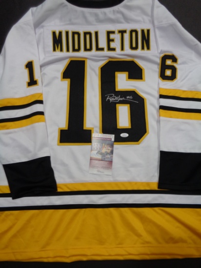 Rick Middleton Boston Bruins Autographed Custom Road White Hockey Style Jersey w/JSA W coa