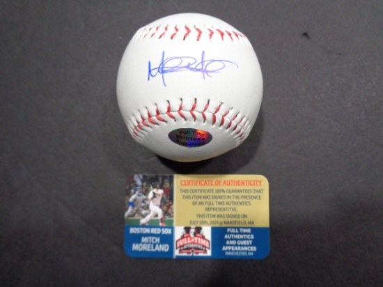 Mitch Moreland Boston Red Sox Autographed Rawlings Baseball Photo w/Full Time coa
