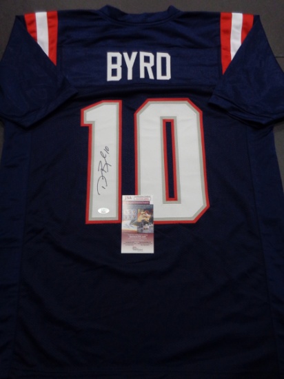 Damiere Byrd New England Patriots Autographed Custom Navy Football Style Jersey w/JSA W coa