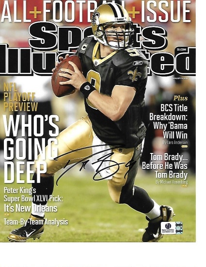 Drew Brees New Orleans Saints Autographed 8x10 SI Cover Photo w/GA coa