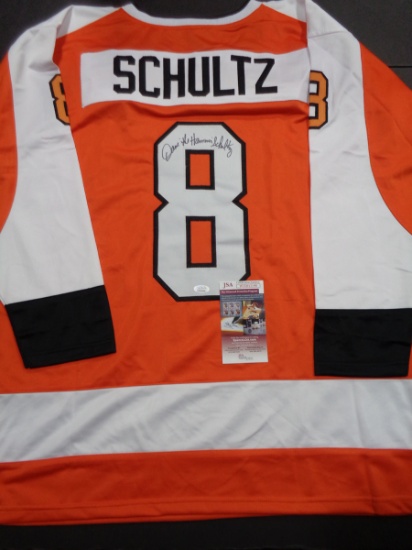 Dave Schultz Philadelphia Flyers Autographed Custom Orange Hockey Jersey w/JSA W coa