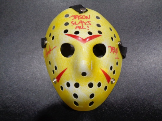 Ari Lehman JASON Friday the 13th Autographed & Inscribed  White Hockey Mask w/JSA W coa