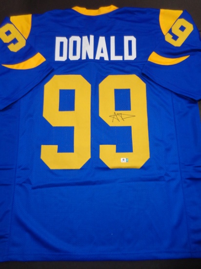 Aaron Donald Los Angeles Rams Autographed Custom Blue Football Style Jersey w/GA coa