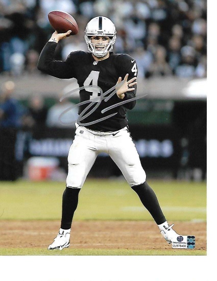 Derek Carr Las Vegas Raiders Autographed 8x10 Photo GA coa