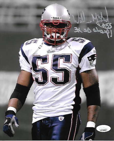 Willie McGinest New England Patriots Autographed & Inscribed 8x10 Photo JSA W coa