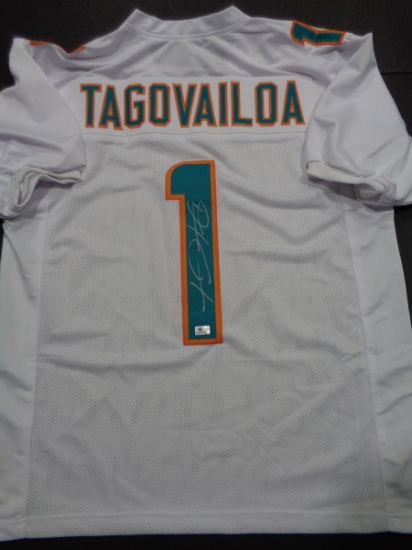 Tua Tagovailoa Miami Dolphins Autographed Custom Football Jersey GA coa