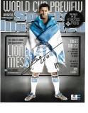 Lionel Messi Argentina Autographed 8x10 SI Cover Photo GA coa