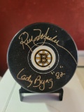 Rick Middleton Boston Bruins Autographed & Inscribed Bruins Hockey Puck Cardboard coa