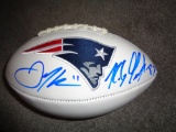 Julian Edelman & Rob Gronkowski New England Patriots Autographed Football GA coa